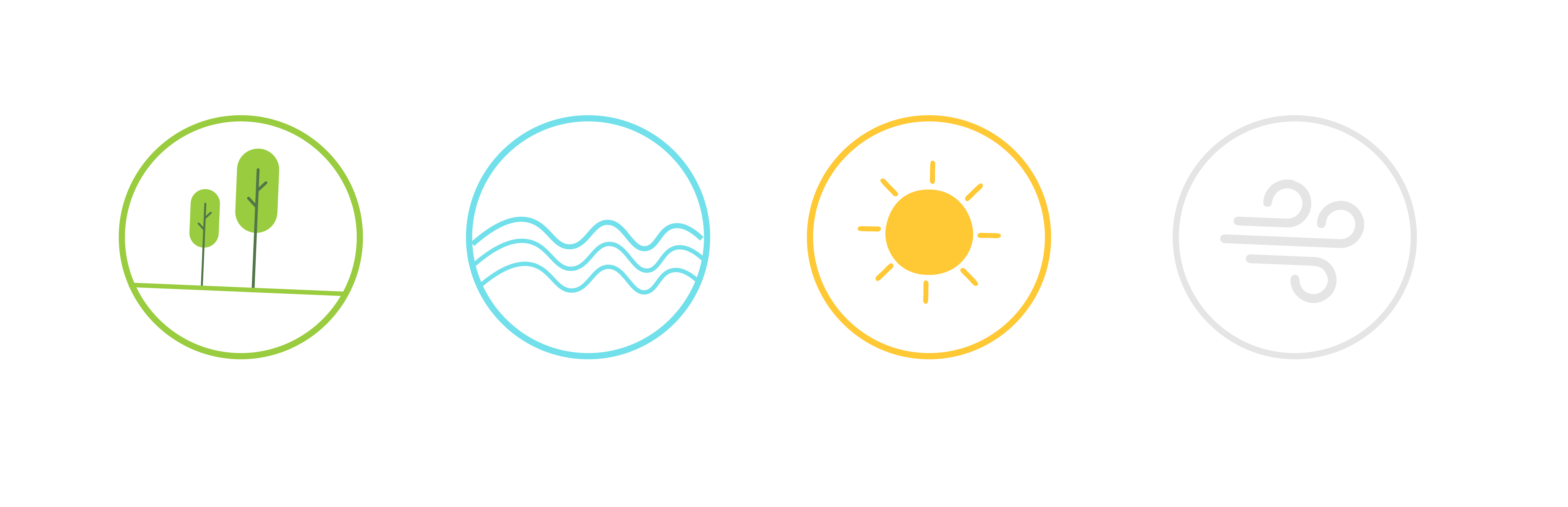 Icons depicting natural elements